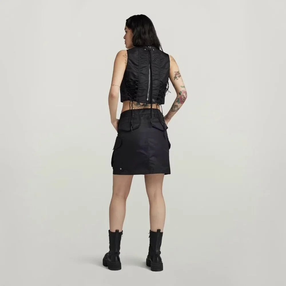 G-Star MA-1 Cropped Sleeveless Padded Top – Dark Black – XS (NWT) - Picture 4 of 11